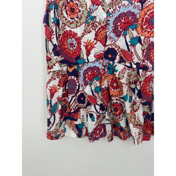 Deletta Babydoll Tank Women Large Pink Red Floral Sleeveless VNeck Boho Feminine - Picture 3 of 8